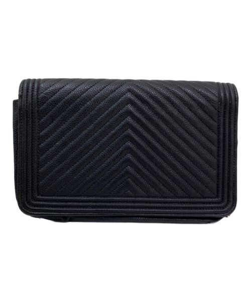 CHANEL（シャネル）CHANEL (シャネル) ボーイシャネルチェーンウォレット ブラックの古着・服飾アイテム