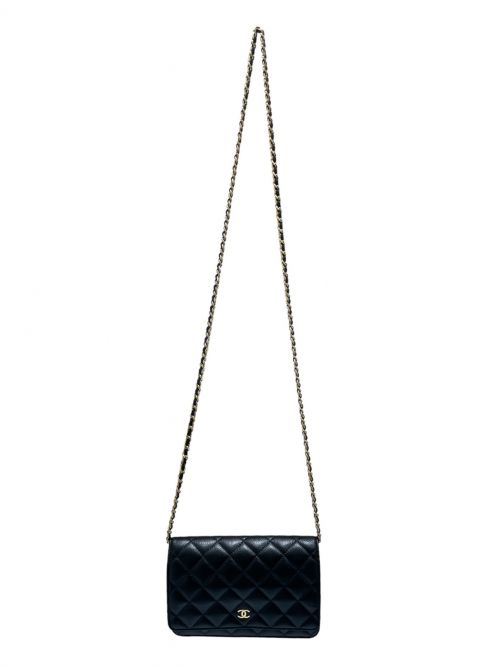 CHANEL（シャネル）CHANEL (シャネル) チェーンウォレット ブラック×ゴールドの古着・服飾アイテム