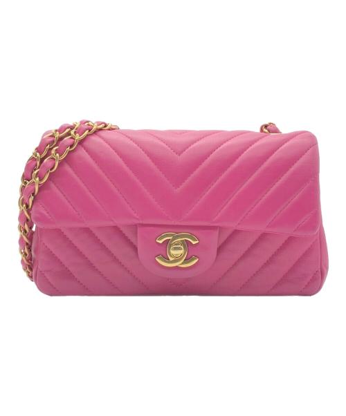 CHANEL（シャネル）CHANEL (シャネル) V-Stitch Matelasse Chain Shoulder/Vステッチ シェブロン チェーンショルダーバッグ ショッキングピンク サイズ:20//ミニ/MINIの古着・服飾アイテム