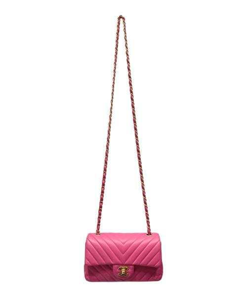CHANEL（シャネル）CHANEL (シャネル) V-Stitch Matelasse Chain Shoulder/Vステッチ シェブロン チェーンショルダーバッグ ショッキングピンク サイズ:20//ミニ/MINIの古着・服飾アイテム