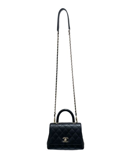 CHANEL（シャネル）CHANEL (シャネル) ココハンドルチェーンショルダーバッグ ブラック サイズ:18の古着・服飾アイテム