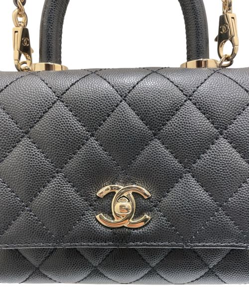 CHANEL（シャネル）CHANEL (シャネル) ココハンドルチェーンショルダーバッグ ブラック サイズ:18の古着・服飾アイテム