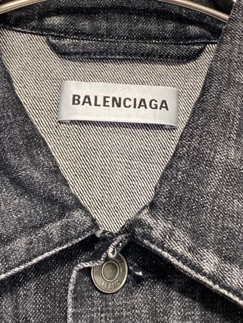 BALENCIAGA（バレンシアガ）BALENCIAGA (バレンシアガ) ロゴ刺繍OSデニムジャケット ブラック サイズ:34の古着・服飾アイテム