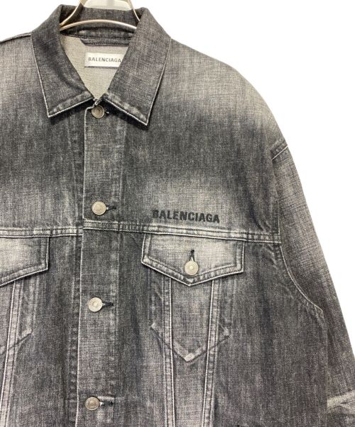 BALENCIAGA（バレンシアガ）BALENCIAGA (バレンシアガ) ロゴ刺繍OSデニムジャケット ブラック サイズ:34の古着・服飾アイテム