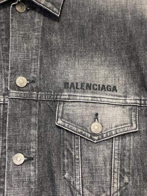 BALENCIAGA（バレンシアガ）BALENCIAGA (バレンシアガ) ロゴ刺繍OSデニムジャケット ブラック サイズ:34の古着・服飾アイテム