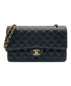 CHANELシャネル）の古着「Wフラップチェーンショルダーバッグ」｜ブラック
