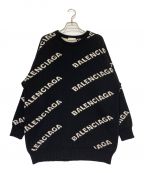 BALENCIAGAバレンシアガ）の古着「オールオーバーロゴニット」｜ブラック