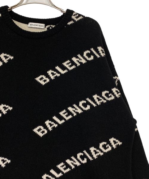 BALENCIAGA（バレンシアガ）BALENCIAGA (バレンシアガ) オールオーバーロゴニット ブラック サイズ:Lの古着・服飾アイテム