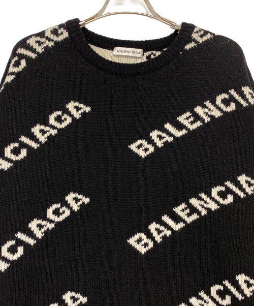 BALENCIAGA（バレンシアガ）BALENCIAGA (バレンシアガ) オールオーバーロゴニット ブラック サイズ:Lの古着・服飾アイテム