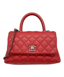 CHANEL（シャネル）の古着「Matelasse Coco Handle XS 24 Top Handle Flap Bag/マトラッセ ココハンドル トップハンドルフラップバッグ」｜レッド