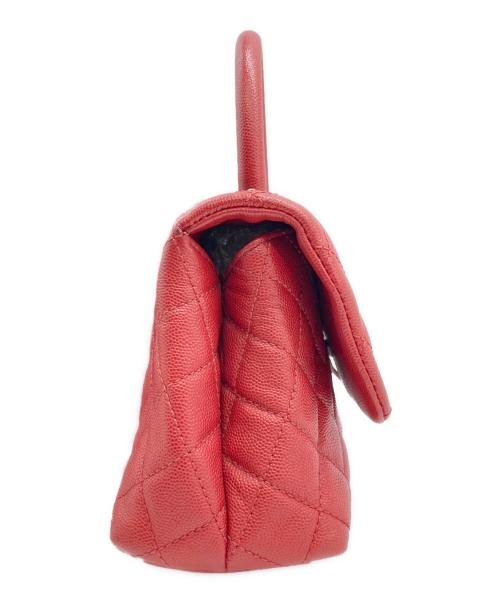 CHANEL（シャネル）CHANEL (シャネル) Matelasse Coco Handle XS 24 Top Handle Flap Bag/マトラッセ ココハンドル トップハンドルフラップバッグ レッド サイズ:XS/24の古着・服飾アイテム