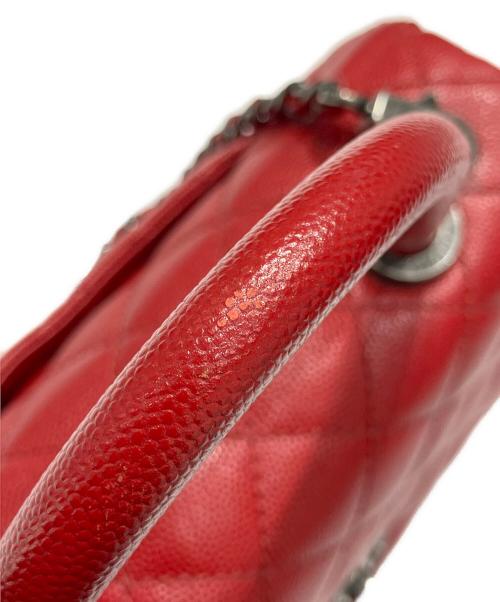 CHANEL（シャネル）CHANEL (シャネル) Matelasse Coco Handle XS 24 Top Handle Flap Bag/マトラッセ ココハンドル トップハンドルフラップバッグ レッド サイズ:XS/24の古着・服飾アイテム