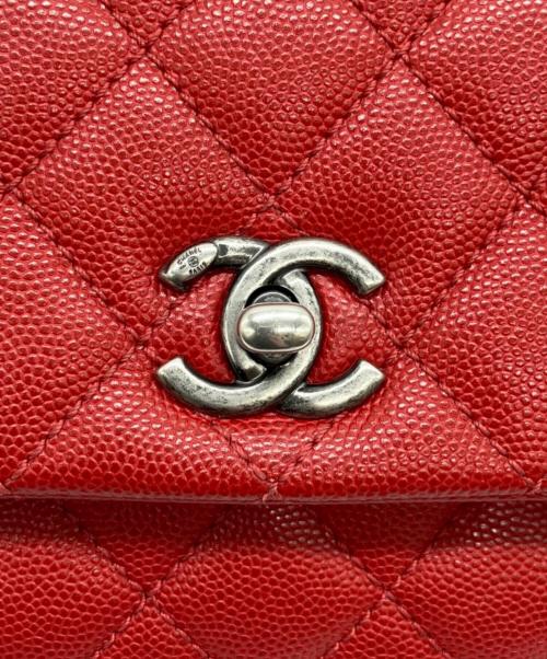 CHANEL（シャネル）CHANEL (シャネル) Matelasse Coco Handle XS 24 Top Handle Flap Bag/マトラッセ ココハンドル トップハンドルフラップバッグ レッド サイズ:XS/24の古着・服飾アイテム