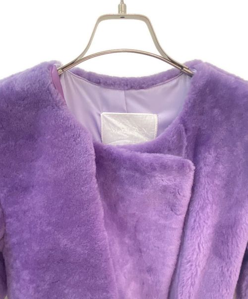 MYLAN（マイラン）MYLAN (マイラン) ムートン ベルテッドコート パープル サイズ:FREEの古着・服飾アイテム