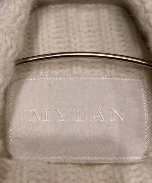MYLAN（マイラン）MYLAN (マイラン) Cashmere High Neck Border Knit Top ホワイト×ネイビー サイズ:Freeの古着・服飾アイテム