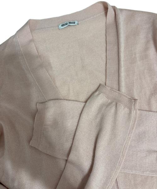 MIU MIU（ミュウミュウ）MIU MIU (ミュウミュウ) Vネックカーディガン ベージュ サイズ:40の古着・服飾アイテム