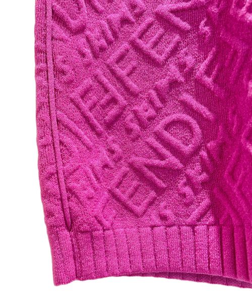 FENDI（フェンディ）FENDI (フェンディ) SKIMS ロゴ総柄モックネックワンピース パープル サイズ:40の古着・服飾アイテム