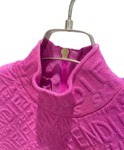FENDI（フェンディ）FENDI (フェンディ) SKIMS ロゴ総柄モックネックワンピース パープル サイズ:40の古着・服飾アイテム