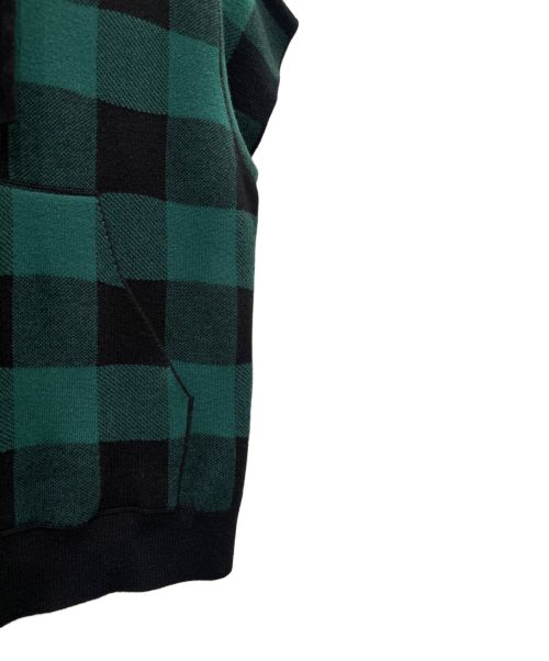 Christian Dior（クリスチャン ディオール）Christian Dior (クリスチャン ディオール) カシミヤ混半袖ニットパーカー ブラック×グリーン サイズ:36の古着・服飾アイテム