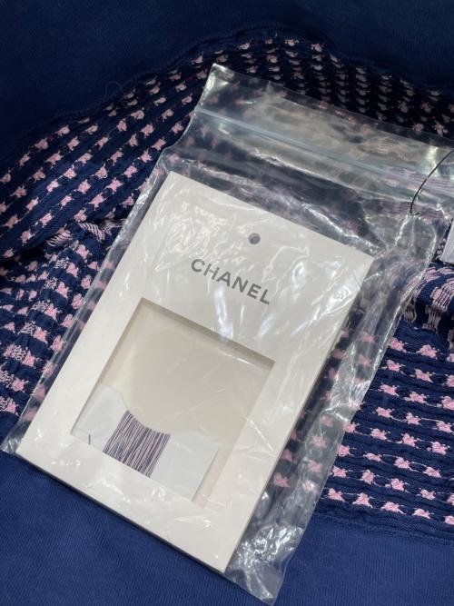 CHANEL（シャネル）CHANEL (シャネル) short-sleeved knit ブルー×ピンク サイズ:36の古着・服飾アイテム