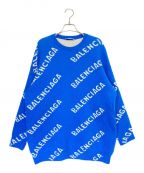BALENCIAGAバレンシアガ）の古着「Allover Logo Crewneck」｜ブルー
