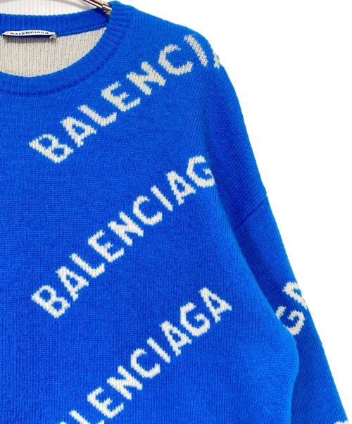 BALENCIAGA（バレンシアガ）BALENCIAGA (バレンシアガ) Allover Logo Crewneck ブルー サイズ:XSの古着・服飾アイテム