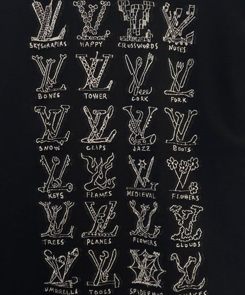 LOUIS VUITTON（ルイ ヴィトン）LOUIS VUITTON (ルイ ヴィトン) カートゥーンLVロゴTシャツ ブラック サイズ:Ｌの古着・服飾アイテム