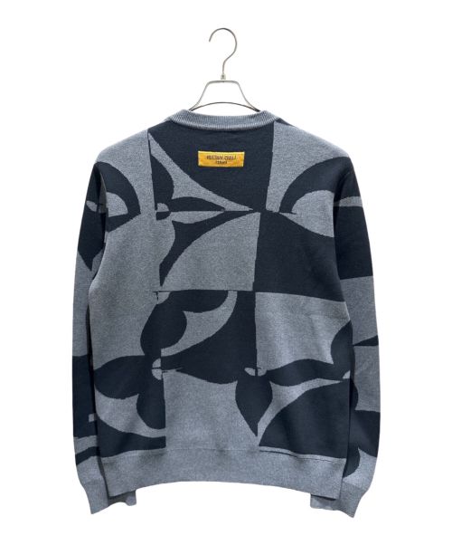 LOUIS VUITTON（ルイ ヴィトン）LOUIS VUITTON (ルイ ヴィトン) モノグラムフラワークルーネック セーター  グレー×ブラック サイズ:XLの古着・服飾アイテム