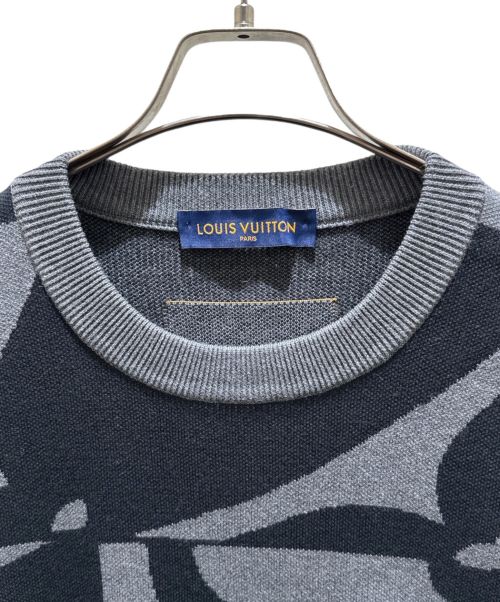 LOUIS VUITTON（ルイ ヴィトン）LOUIS VUITTON (ルイ ヴィトン) モノグラムフラワークルーネック セーター  グレー×ブラック サイズ:XLの古着・服飾アイテム