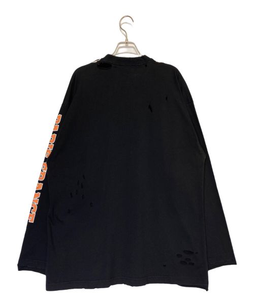 BALENCIAGA（バレンシアガ）BALENCIAGA (バレンシアガ) ロゴクラッシュ加工ロングスリーブTシャツ ブラック サイズ:Lの古着・服飾アイテム