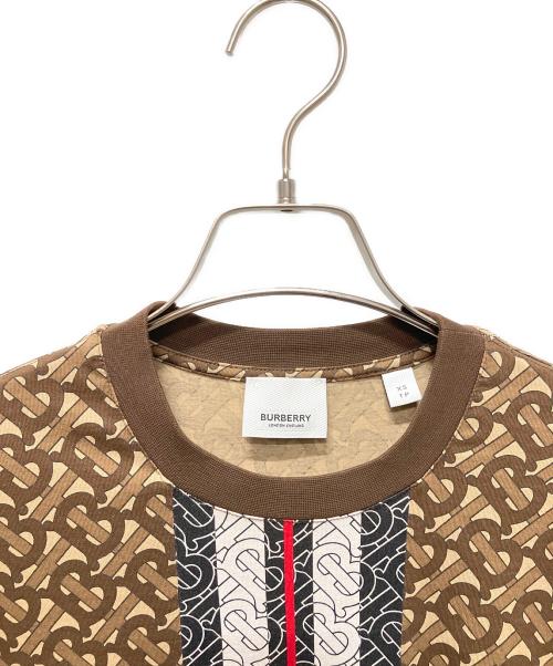 BURBERRY（バーバリー）BURBERRY (バーバリー) ENGLAND Monogram Stripe Print TEE ブラウン サイズ:XSの古着・服飾アイテム