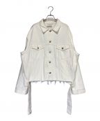 BALENCIAGAバレンシアガ）の古着「カットウエストバンドデニムジャケット」｜ホワイト
