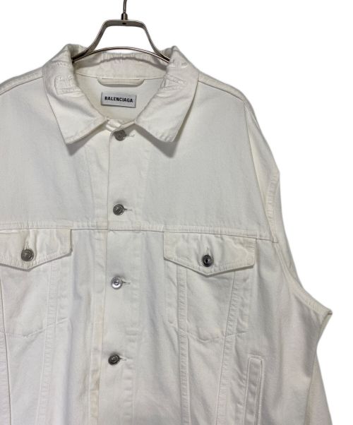 BALENCIAGA（バレンシアガ）BALENCIAGA (バレンシアガ) カットウエストバンドデニムジャケット ホワイト サイズ:36の古着・服飾アイテム