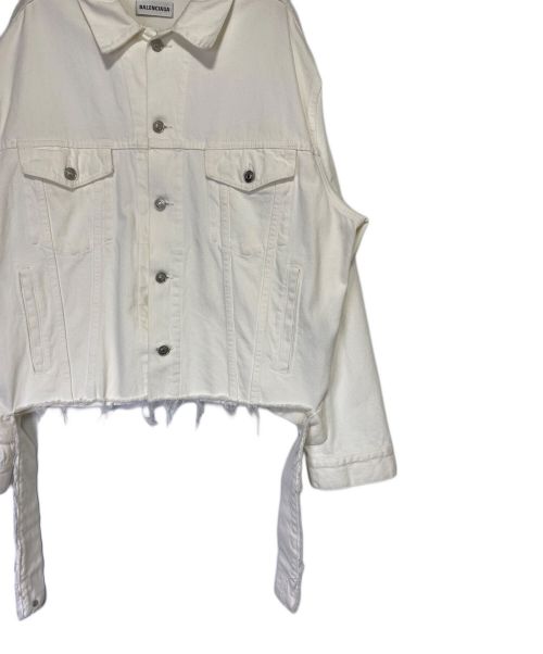 BALENCIAGA（バレンシアガ）BALENCIAGA (バレンシアガ) カットウエストバンドデニムジャケット ホワイト サイズ:36の古着・服飾アイテム