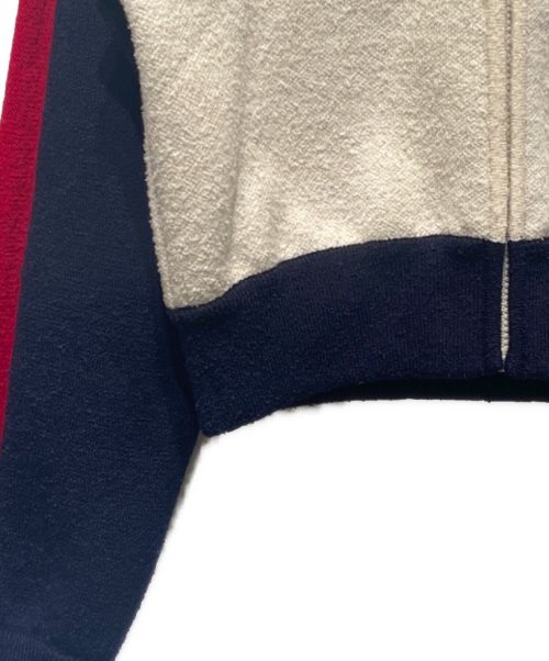Christian Dior（クリスチャン ディオール）Christian Dior (クリスチャン ディオール) ハートデザインジップニットブルゾン ネイビー×ベージュ サイズ:38の古着・服飾アイテム