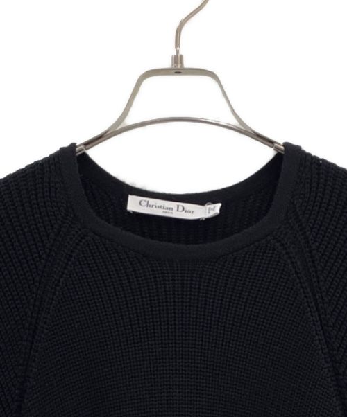 Christian Dior（クリスチャン ディオール）Christian Dior (クリスチャン ディオール) フレアスリーブニットワンピース ブラック サイズ:44の古着・服飾アイテム