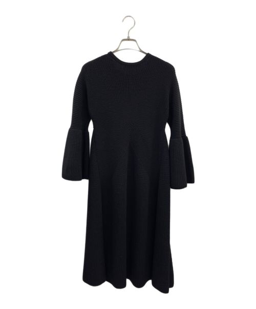 Christian Dior（クリスチャン ディオール）Christian Dior (クリスチャン ディオール) フレアスリーブニットワンピース ブラック サイズ:44の古着・服飾アイテム