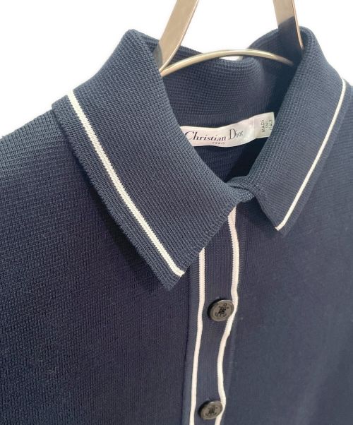 Christian Dior（クリスチャン ディオール）Christian Dior (クリスチャン ディオール) クラシック ニットポロ ワンピース ネイビー サイズ:40の古着・服飾アイテム
