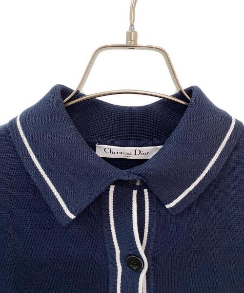 Christian Dior（クリスチャン ディオール）Christian Dior (クリスチャン ディオール) ニットポロシャツワンピース ネイビー サイズ:40の古着・服飾アイテム