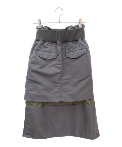 sacai（サカイ）sacai (サカイ) ナイロンツイルミックススカート グレー サイズ:０の古着・服飾アイテム
