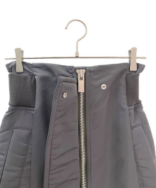 sacai（サカイ）sacai (サカイ) ナイロンツイルミックススカート グレー サイズ:０の古着・服飾アイテム