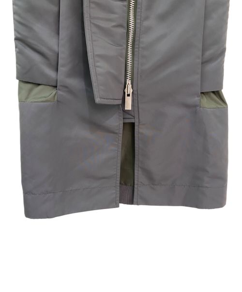 sacai（サカイ）sacai (サカイ) ナイロンツイルミックススカート グレー サイズ:０の古着・服飾アイテム