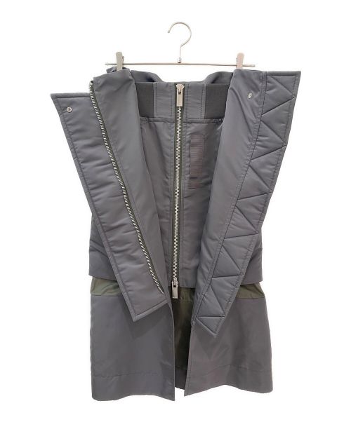 sacai（サカイ）sacai (サカイ) ナイロンツイルミックススカート グレー サイズ:０の古着・服飾アイテム