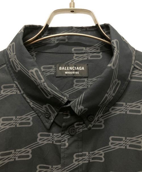 BALENCIAGA（バレンシアガ）BALENCIAGA (バレンシアガ) BBロゴラージフィットシャツ ブラック サイズ:40の古着・服飾アイテム