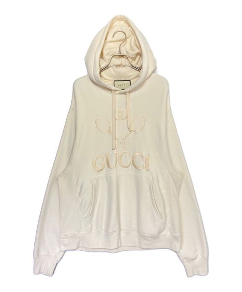 GUCCI（グッチ）GUCCI (グッチ) テニス刺繍パーカー ベージュ サイズ:Sの古着・服飾アイテム
