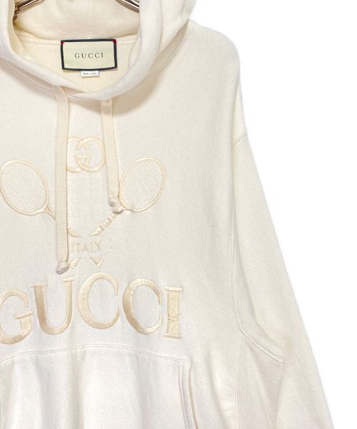 GUCCI（グッチ）GUCCI (グッチ) テニス刺繍パーカー ベージュ サイズ:Sの古着・服飾アイテム