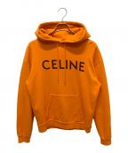 CELINEセリーヌ）の古着「クラシックロゴルーズスウェットパーカー」｜オレンジ