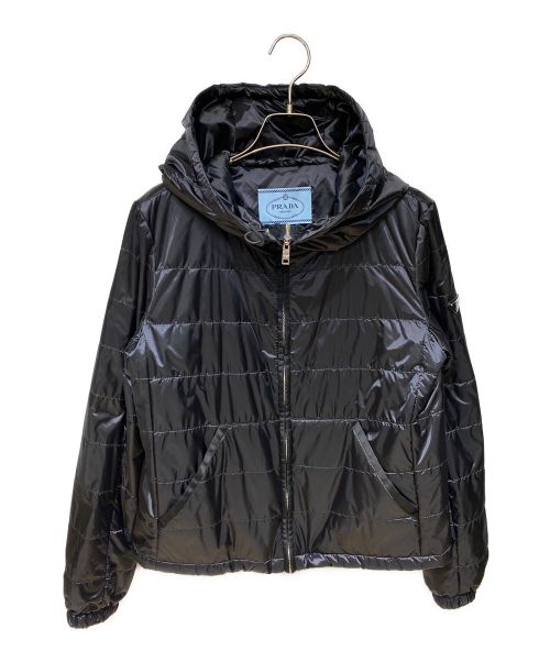 PRADA（プラダ）PRADA (プラダ) Sleeve emblem puffer jacket（スリーブエンブレムパファージャケット） ブラック サイズ:44の古着・服飾アイテム