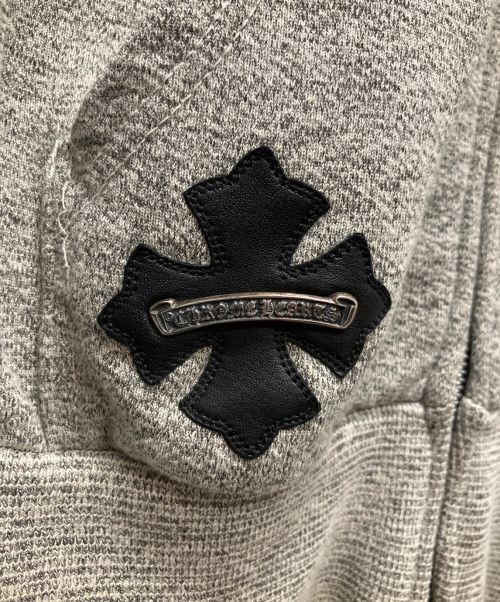 CHROME HEARTS（クロムハーツ）CHROME HEARTS (クロムハーツ) バックホースシューレザーパッチ ジップパーカー グレー サイズ:Sの古着・服飾アイテム