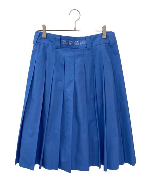 MIU MIU（ミュウミュウ）MIU MIU (ミュウミュウ) チノプリーツスカート ブルー サイズ:38の古着・服飾アイテム